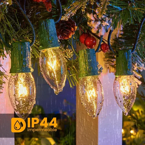 Vista 4 de Brightown Paquete de 25 bombillas incandescentes C9, bombillas de repuesto C9 de Navidad para cadena de luces de Navidad, base intermedia E17, 7