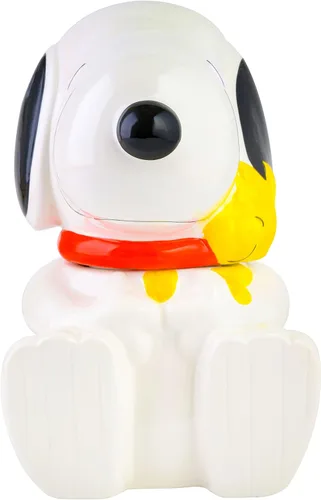 Vista 5 de Peanuts Tarro clásico de galletas Snoopy, recipiente de almacenamiento de cocina de cerámica de 10.7 pulgadas, tarro coleccionable de dibujos