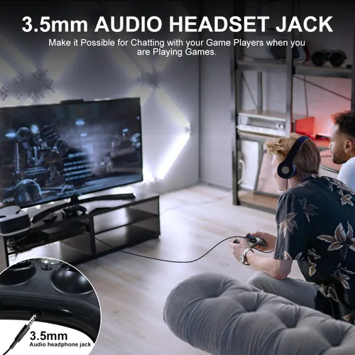 Vista 4 de Xbox One Wired Controller, Compatible with Xbox Controller, Share Function Wired Xbox One Controller with 3.5mm Audio Headphone Jack Double Shock