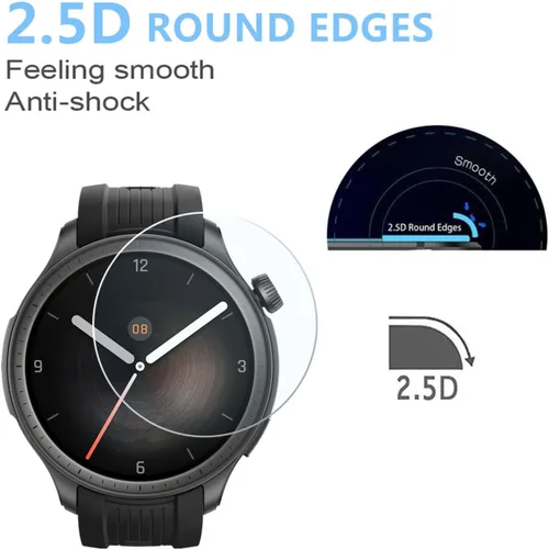 Vista 5 de Protector de pantalla compatible con Amazfit Balance SmartWatch (paquete de 3) película de vidrio templado transparente