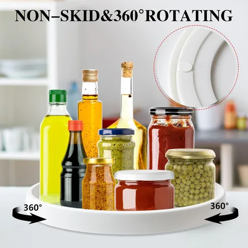Vista 3 de Lazy Susan, 2 unidades: estante organizador antideslizante Lazy Susan de 10 pulgadas para gabinete, organización y almacenamiento de despensa