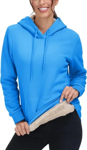 Vista 63 de MAGCOMSEN Sudaderas con capucha para mujer, con forro de sherpa, de vellón, para invierno, cálido, pesado, de algodón, con bolsillo