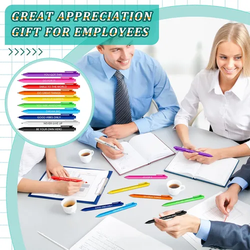 Vista 6 de Crtiin 50 piezas de bolígrafos de tinta de gel con frases motivadoras para compañeros de trabajo, bolígrafos inspiradores a granel, escritura suave