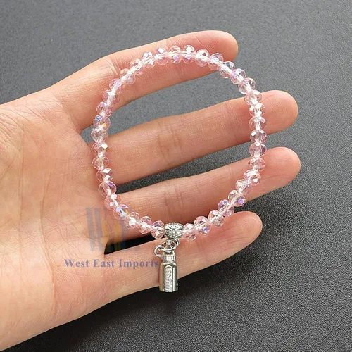 Vista 7 de WE Pulsera elástica de cristal rosa para baby shower (12 piezas)