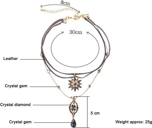 Vista 6 de AILUOR Collar multicapa, gargantilla de estrella vintage con cadena colgante de cuero para mujer, joyería