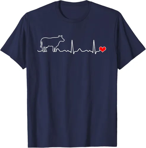 Vista 73 de Camiseta de paciente con corazón I Love My Cow Valve EKG Heartbeat Heart Pacient, Negro, S