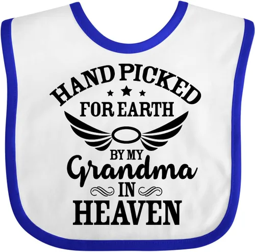 Vista 6 de inktastic Handpicked for Earth By My Grandma in Heaven Angel Wings Baby Bib