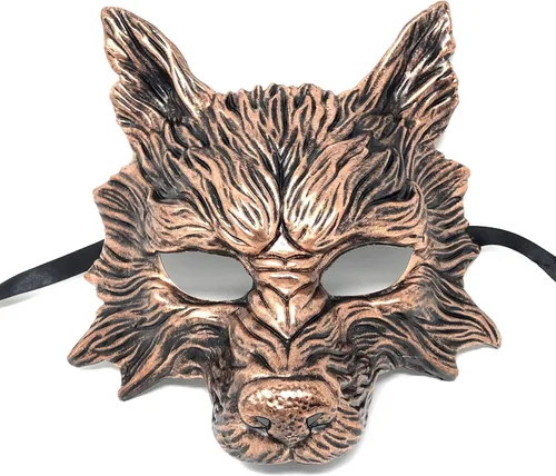 Vista 11 de Máscara de lobo de estilo steampunk, aterrador, terror, diablo, lobo, mascarada, disfraz de Halloween, cosplay, fiesta Negro