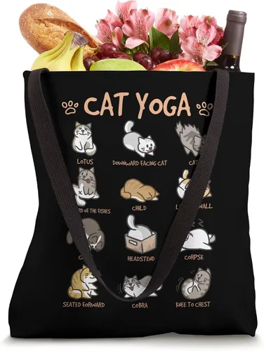 Vista 4 de Gato Yoga Poses Gatos Practicando Mindfulness Meditación Gatito Bolso Tote