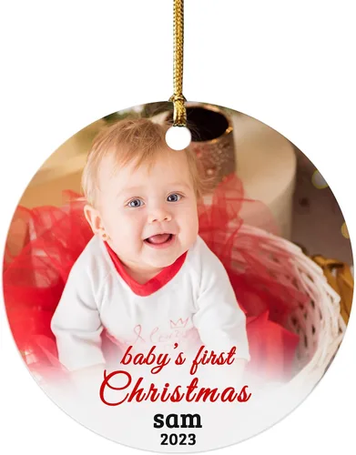 Vista 16 de Impreso en EE. UU. Adornos de Navidad personalizados con foto de perro, adorno de árbol de Navidad con nombre y foto de cachorro personalizados