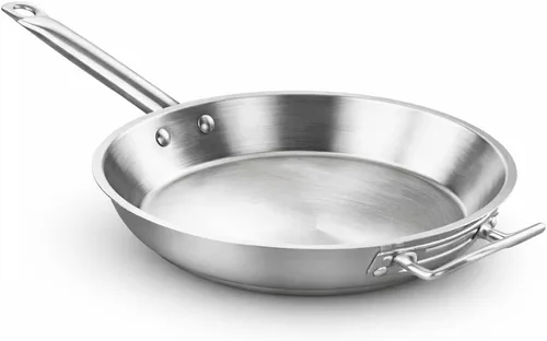 Vista 2 de Sartén de acero inoxidable serie SS1 de 7 pulgadas con parte inferior recubierta de aluminio, grado comercial, listado NSF, lista para inducción