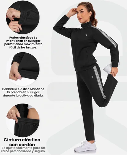 Vista 4 de Little Donkey Andy Conjunto deportivo de 2 piezas para mujer Negro