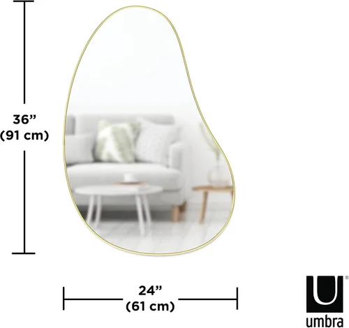 Vista 2 de Umbra Espejo de pared Pebble 24x36 de diseño moderno, latón