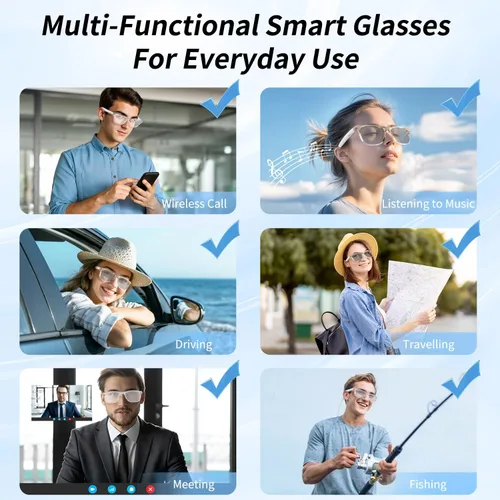 Vista 8 de Lentes inteligentes, lentes Bluetooth AI para mujeres/hombres con traducción instantánea e interpretación en 144 idiomas, lentes de transición