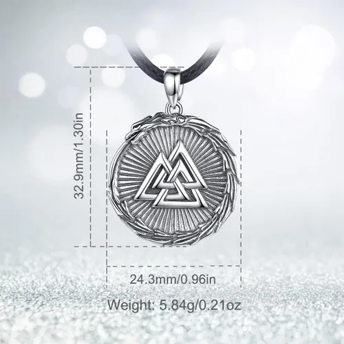 Vista 4 de Vito Collar vikingo de plata de ley 925 para mujeres y hombres, dragón vikingolobocaballoárbol de la vida, amuleto nórdico, joyería nórdica