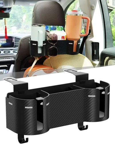 Vista 11 de Soporte para portavasos de asiento trasero de automóvil de 3.7 pulgadas con organizador, organizador de respaldo de asiento 4 en 1 de alta capacidad
