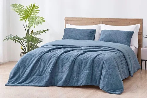 Vista 10 de Chezmoi Collection Zane - Juego de edredón Sherpa de 2 piezas, juego de ropa de cama reversible de microfibra lavada de doble cara