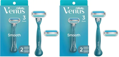 Vista 12 de Gillette Venus Smooth Razor para mujeres, incluye 1 mango de afeitar reutilizable + 2 recambios de 3 cuchillas, mango ergonómico de agarre suave