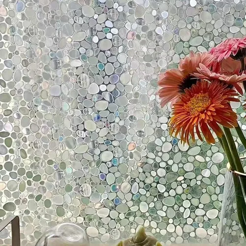 Vista 7 de Película decorativa de privacidad para ventana, no adhesiva, reutilizable, control de calor, bloqueo de luz UV, cubiertas de vinilo para ventanas