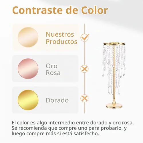 Vista 5 de NUPTIO Tall Gold Centerpiece for Table, Metal, 21.7", 2 Pcs Dorado