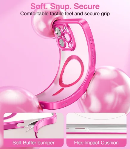 Vista 6 de Meifigno Candy Frosted Series - Funda para iPhone 16 Pro de 6.3 pulgadas, 2 protectores de pantalla y correa de muñeca, compatible con MagSafe