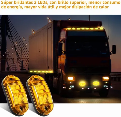 Vista 6 de Tallew 10 luces LED de remolque de 2.5 pulgadas, 2 diodos, impermeables, LED, marcador lateral, señal ovalada, luces de circulación para camión Ámbar