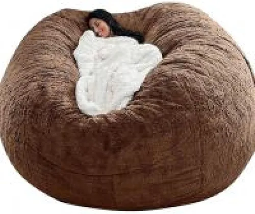 Vista 10 de DIOB Funda redonda para silla de puf, para adultos, adolescentes (relleno no incluido), silla de sofá gigante suave, cómoda silla de descanso