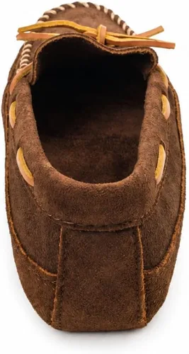 Vista 8 de Minnetonka Suela de cuero suave de doble fondo para hombre Marrón Ruff