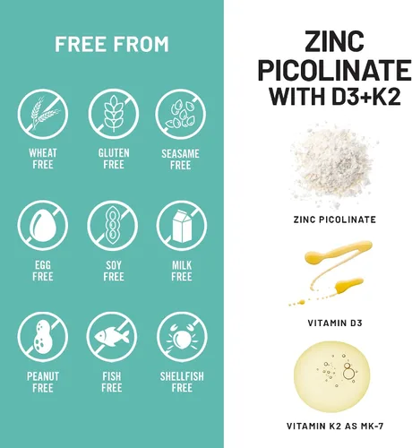 Vista 8 de NatureWise Picolinato de zinc con D3 + K2 - Suplementos de zinc para hombres y mujeres + vitamina D3 K2 - Apoya la salud inmunológica y ósea* - Sin