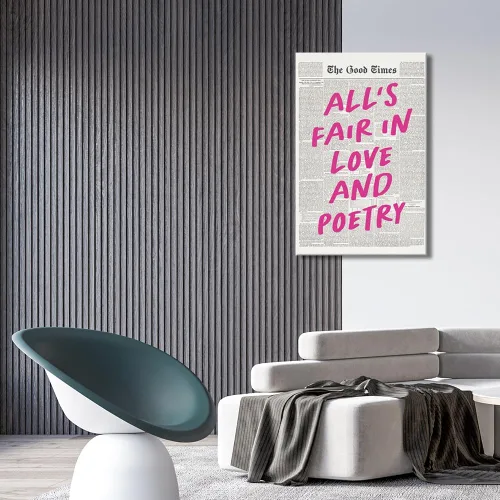 Vista 6 de Carteles de Periódico Retro para Estética de Habitación Todo es Justo en el Amor y la Poesía Arte de Pared Moderno y Preppy para Niñas Decoración