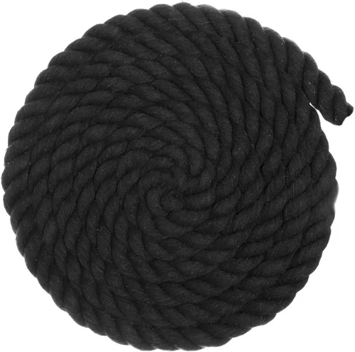 Vista 2 de Cuerda de algodón trenzado súper suave de 3 hebras (negro, 1 pulgada x 10 pies)