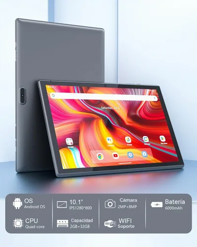 Vista 5 de ZZB Tableta Android de 10 pulgadas, 32 GB ROM 1 TB Expand, batería de 6000 mAh, procesador de cuatro núcleos 2 GB RAM Tableta, cámara de 8 MP WiFi