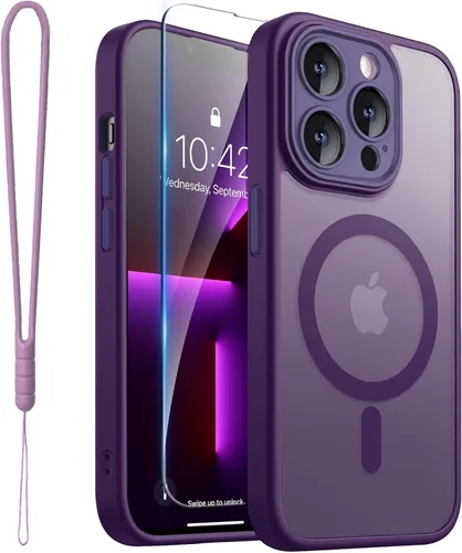Vista 34 de ROYBENS Funda transparente mate para iPhone 12 Pro-Max compatible con Magsafe, protección completa de lente de cámara, protector de pantalla, correa