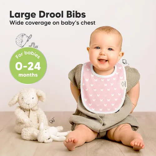 Vista 2 de KeaBabies Paquete de 8 baberos orgánicos para bebés para niñas y niños y paquete de 8 baberos orgánicos para bebés para niñas y niños, baberos