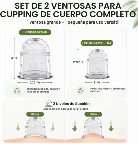 Vista 3 de Juego de terapia de ventosas de silicona 2 tazas de masaje profesional