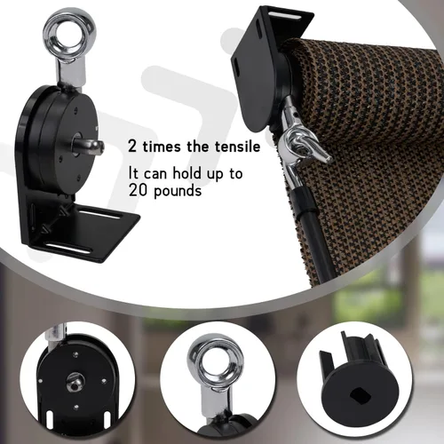 Vista 6 de Reemplazo universal, soporte de montaje para persianas solares de interior/exterior, conector de persiana enrollable (soporte inalámbrico negro)