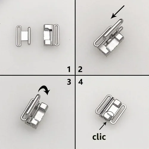 Vista 4 de VEVESI 10 Sets12mm Metal Bra Rhinestone Front Clasp Bikini Cierre Lencería Costura Reemplazo Parte