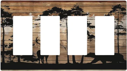 Vista 22 de Mid Century Morden Boho - Placa de pared para interruptor de luz dúplex de 1 banda, placa frontal decorativa eléctrica para receptáculo para baño