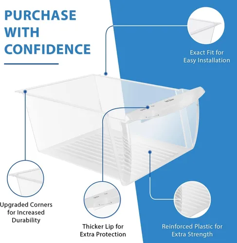 Vista 3 de Contenedor para verduras MEJORADO Lifetime Appliance 240351061 de por vida compatible con refrigerador Frigidaire