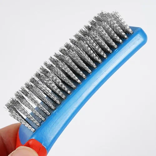 Vista 3 de 1 cepillo de acero azul de acero resistente al carbono y alambre de acero inoxidable Scratch Brush con mango ergonómico de goma
