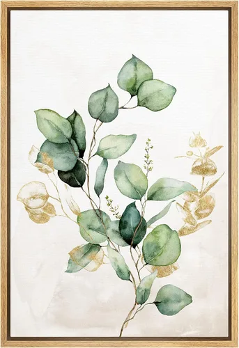 Vista 30 de SIGNWIN Lienzo enmarcado para pared, acuarela verde, bosque, helecho, planta, naturaleza, ilustraciones de área silvestre, arte moderno, rústico