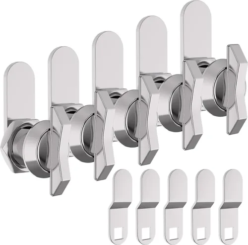 Vista 8 de BEBOBLY Cerradura de leva desplazada de 5/8 pulgadas, 5 compartimentos sin llave para RV, pestillo de cajón de buzón de gabinete, cilindro