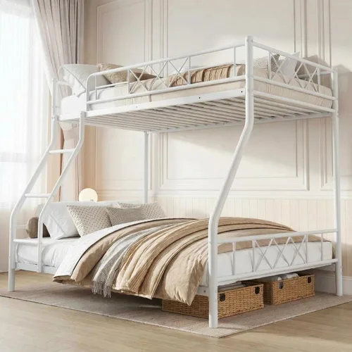 Vista 12 de Garvee Twin Size Loft Bed, Heavy Duty Metal Frame with Arched Guardrail, Flat Ladder Rung, and Steel Slat Support, No Box Spring Required, Space