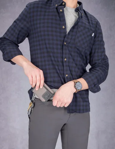 Vista 4 de Timberland PRO Cartera de lona de cuero RFID con bolsillos con cremallera para hombre