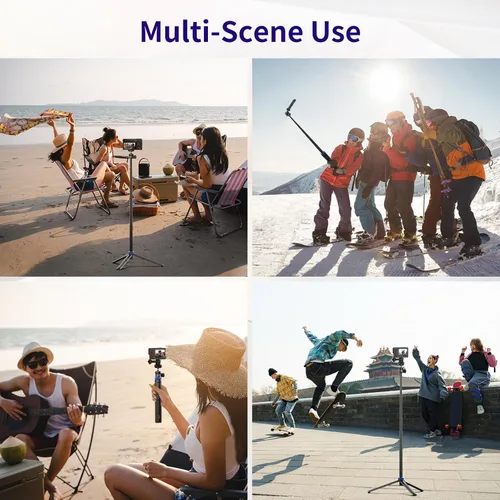 Vista 4 de Kaitezenz Trípode selfie stick para cámara GoPro, soporte de trípode extensible de 62 pulgadas con cabeza de bola de 360° tornillo de 1/4 pulgadas