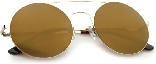 Vista 4 de zeroUV Lentes de sol redondos de doble nariz con marco delgado moderno de 2.087in