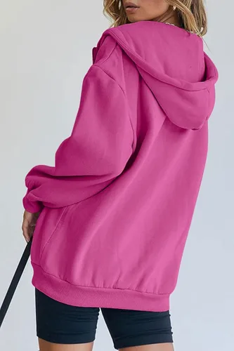 Vista 3 de Trendy Queen - Sudaderas con capucha Y2K con cremallera para mujer, de manga larga, para otoño, de gran tamaño, casual, con bolsillo