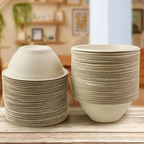 Vista 3 de Oomcu Paquete de 100 cuencos de sopa desechables pequeños de 8 onzas a granel, compostables y biodegradables, cuencos de papel reciclado resistentes