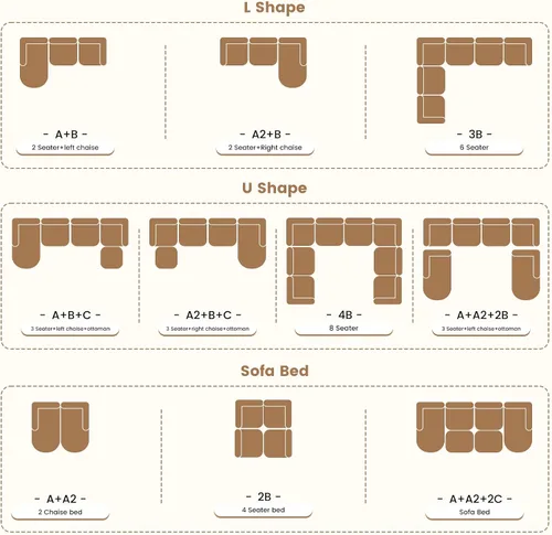 Vista 8 de Sofá cama modular, sofás de nube convertibles para sala de estar, 2 tumbonas de pana sin hueso, sofá cama de gran tamaño para dormitorio,