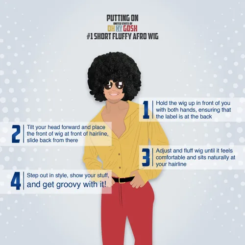 Vista 7 de United States of Oh My Gosh # 1 peluca corta y esponjosa de afro resistente al calor sintético unisex para hombres y mujeres para cosplay divertida